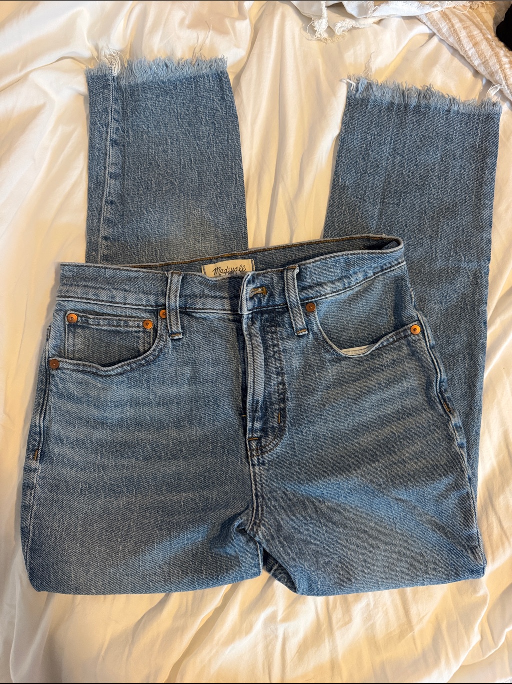 Madewell Straight Leg Jeans In Light-Medium Blue Denim